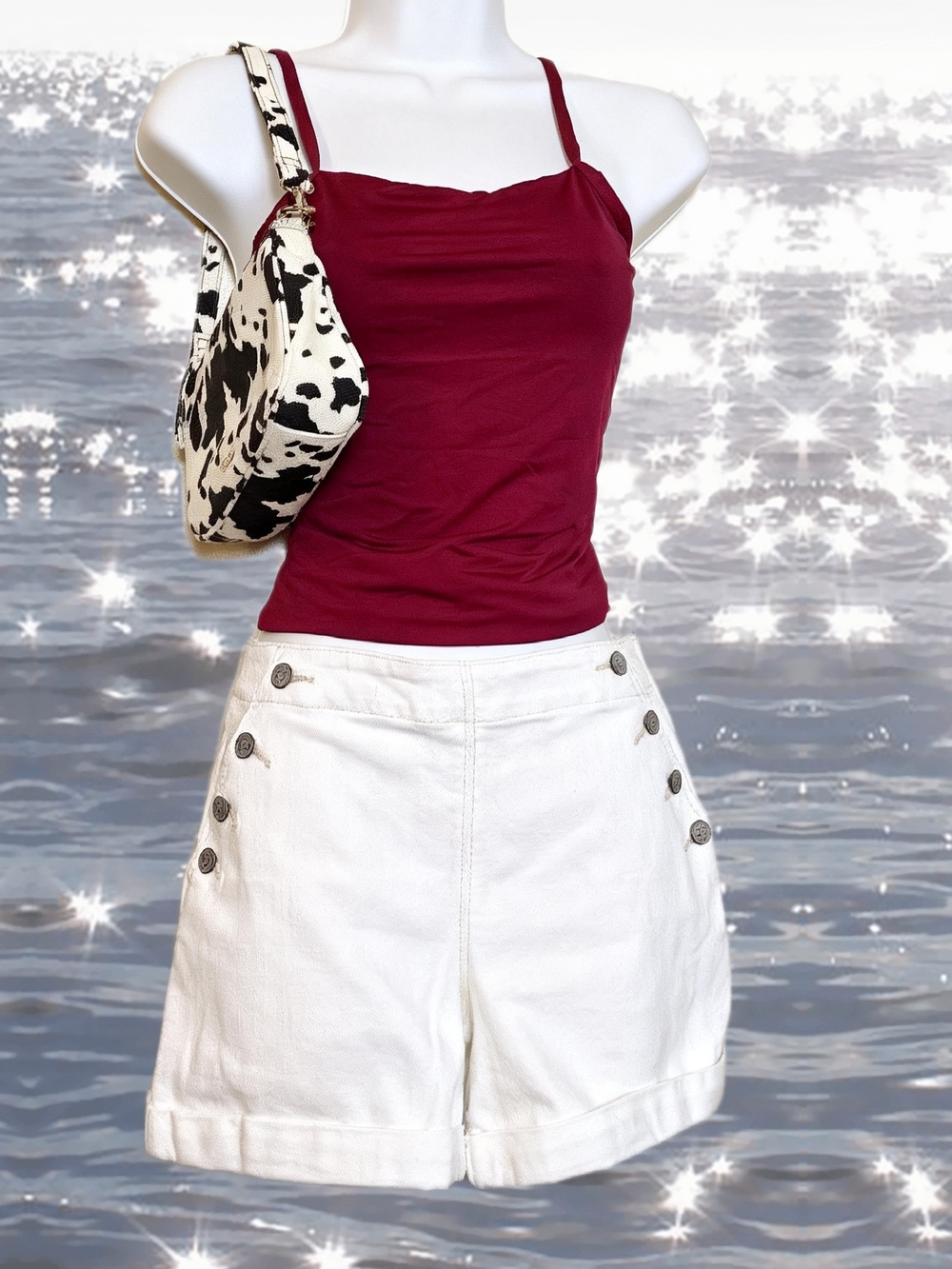 Banana Republic White Sailor-Button High-Rise Shorts
